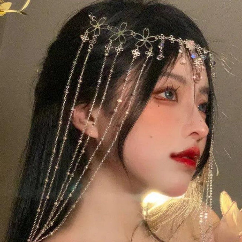 D'Aulaire Rhinestones Head Chain Veil